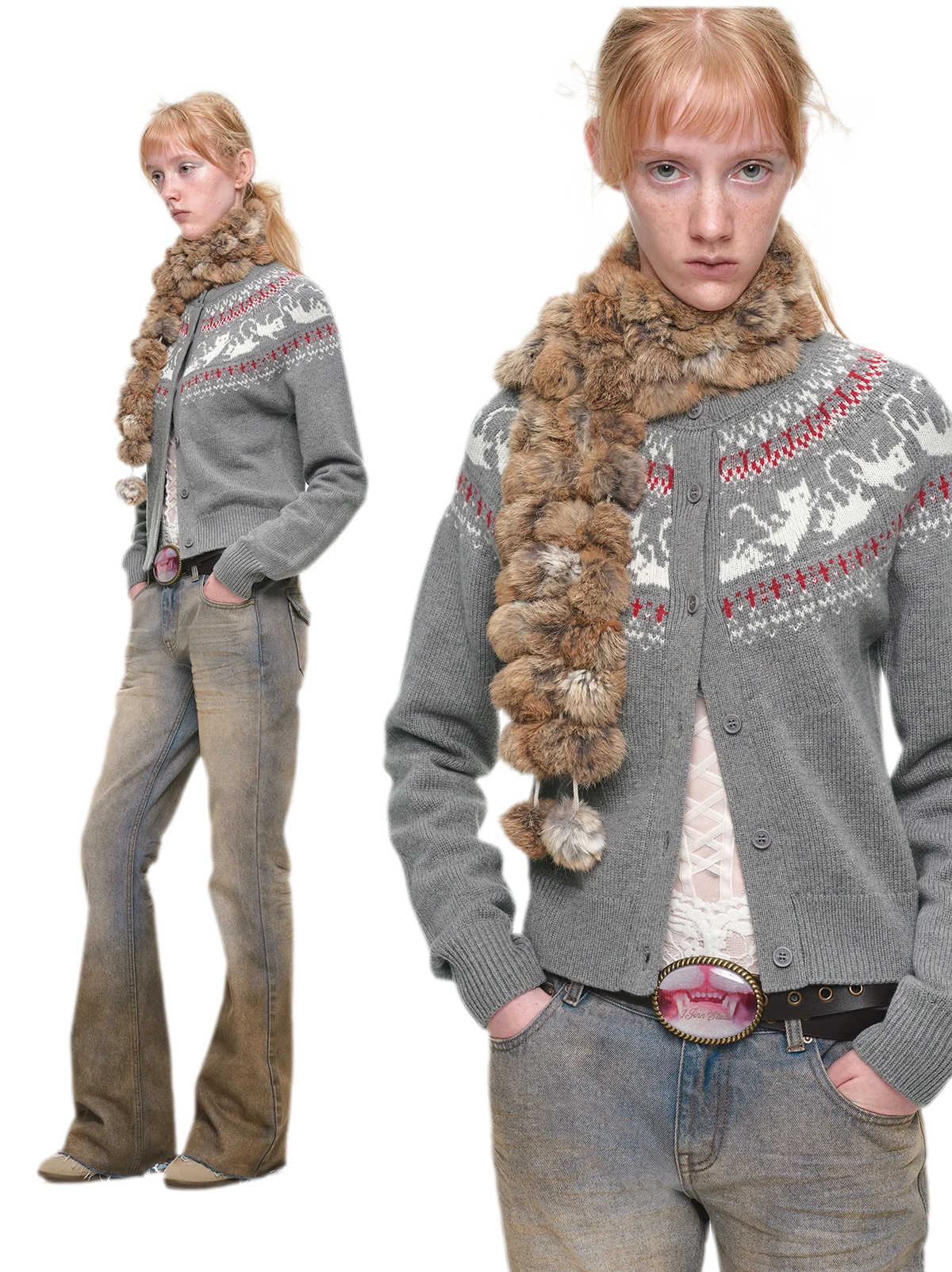 Gilet à motif chat Fair Isle