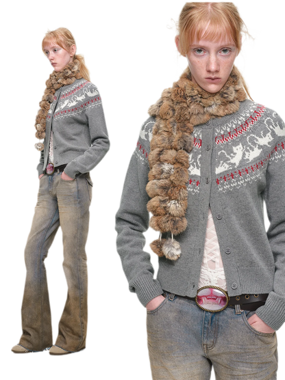 Gilet à motif chat Fair Isle