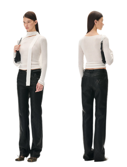 Diamond-Quilted Straight-Leg Pants