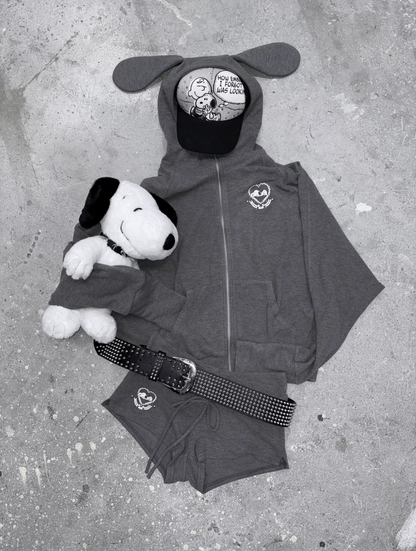 Brushed Knit Batwing Hoodie Set
