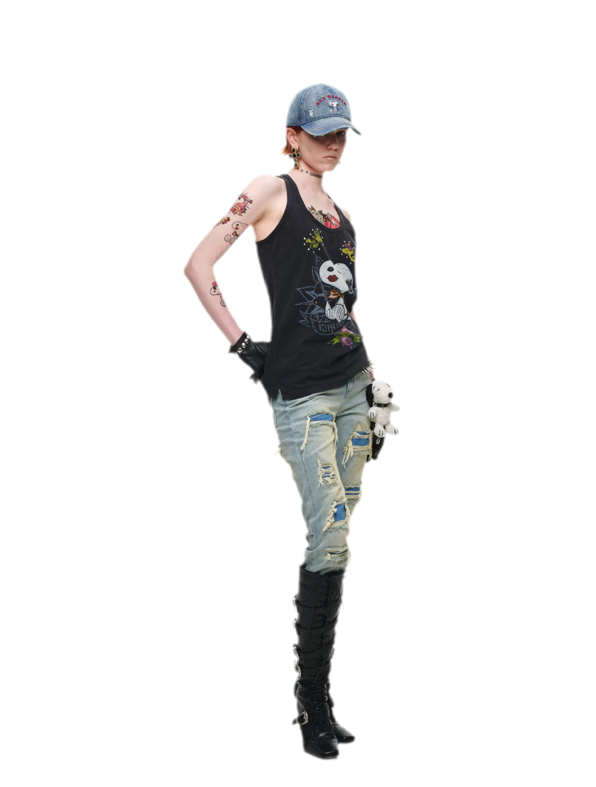 Distressed Washed Denim Baseball Cap