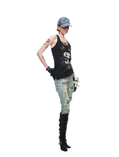 Distressed Washed Denim Baseball Cap