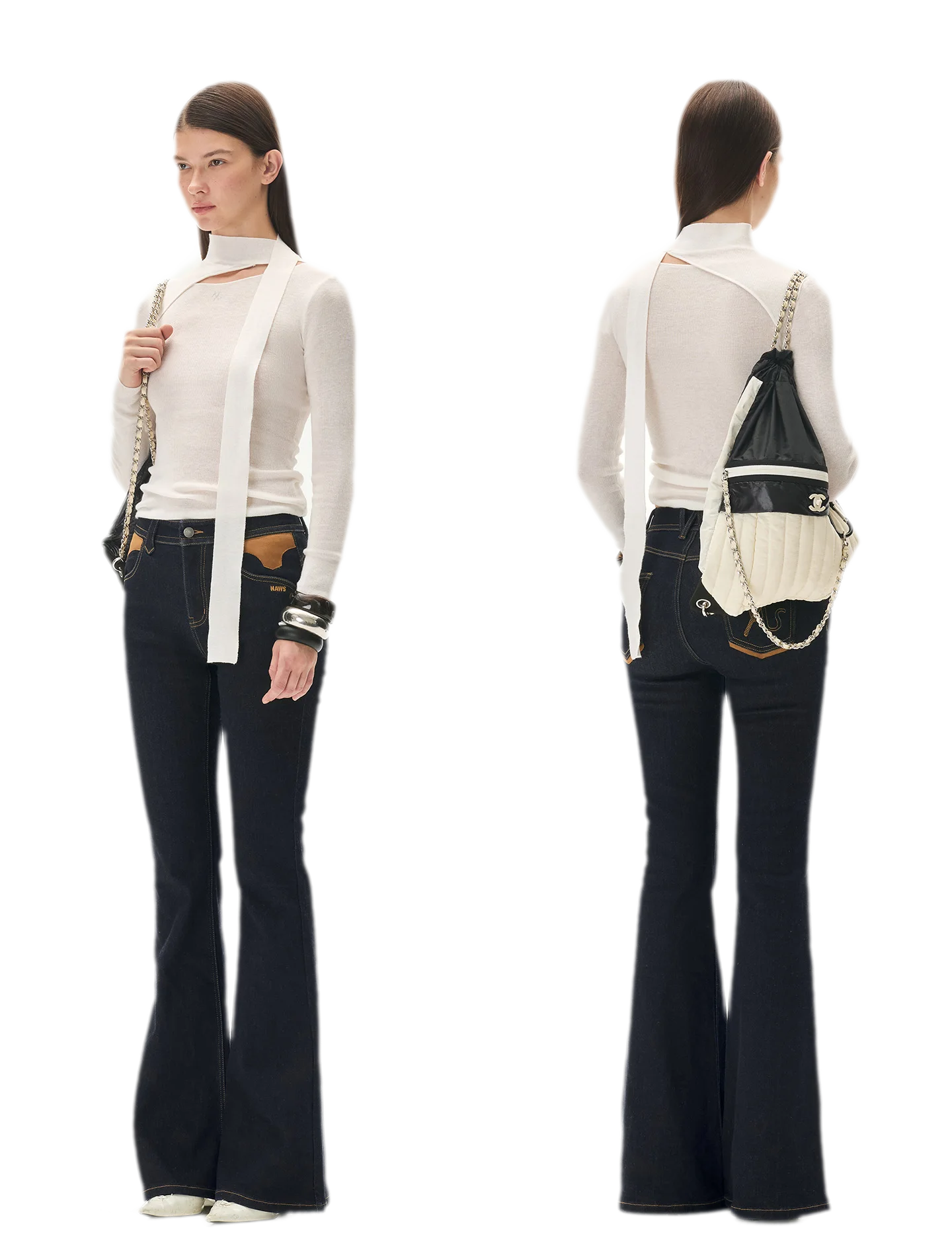 Wool Twill Slim Flare Jeans