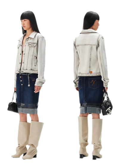 Washed Cropped Denim Jacket