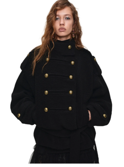 Wool Blend Napoleon Coat