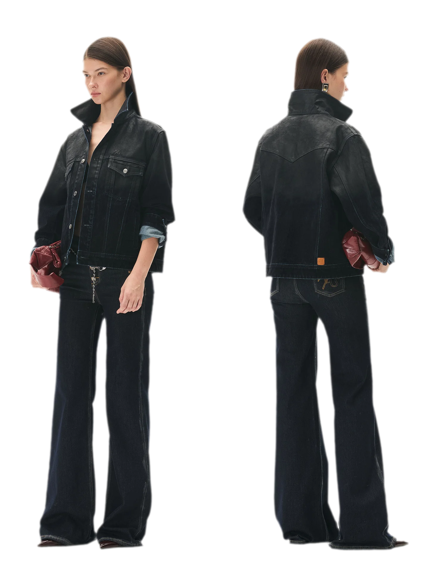Washed Brushed Gradient Denim Jacket