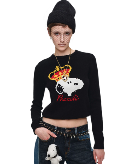 เสื้อสเวตเตอร์ผ้าฝ้ายขนสัตว์ลายแจ็กการ์ด