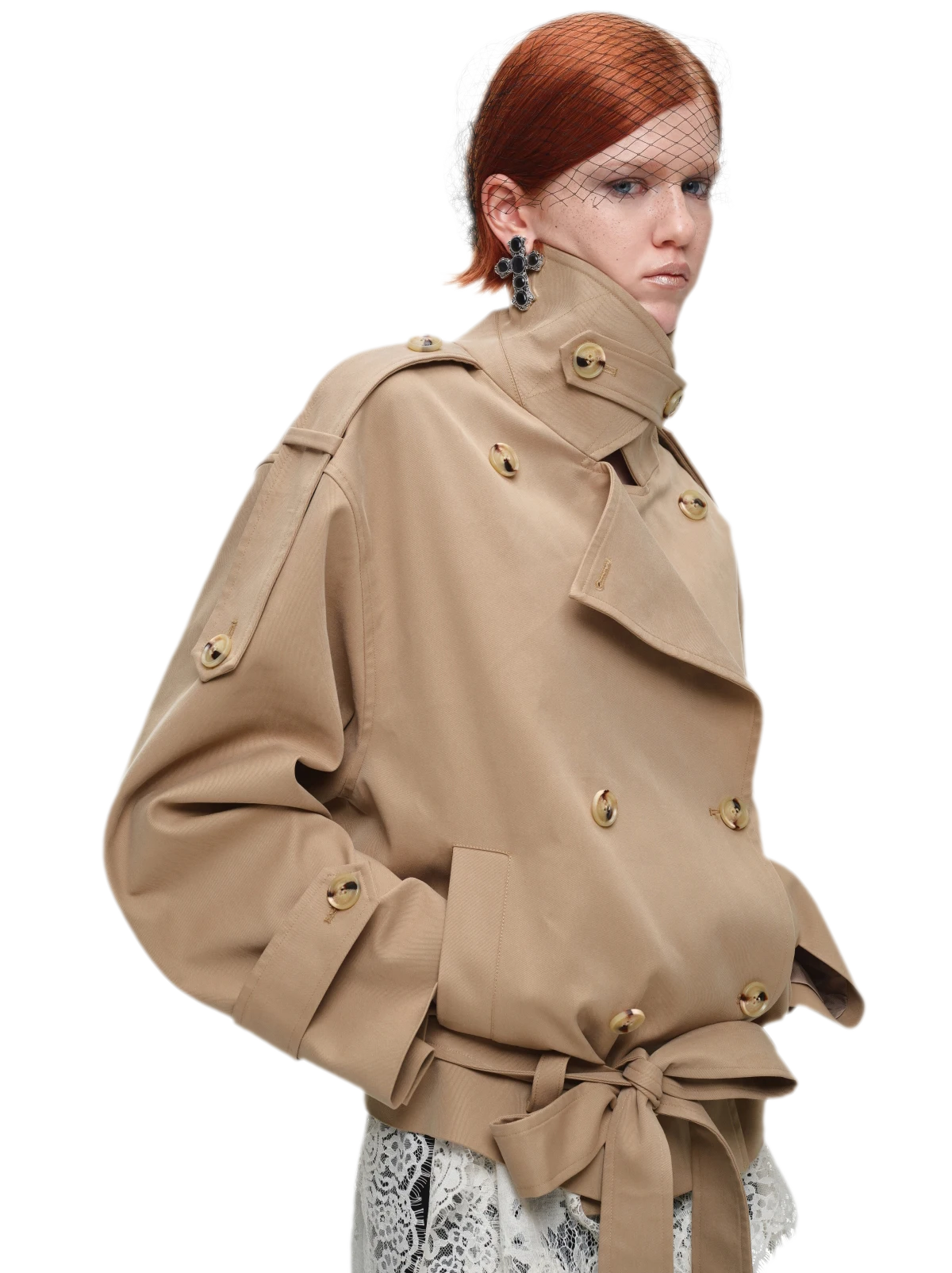 Double-Breasted Belted Trench Coat