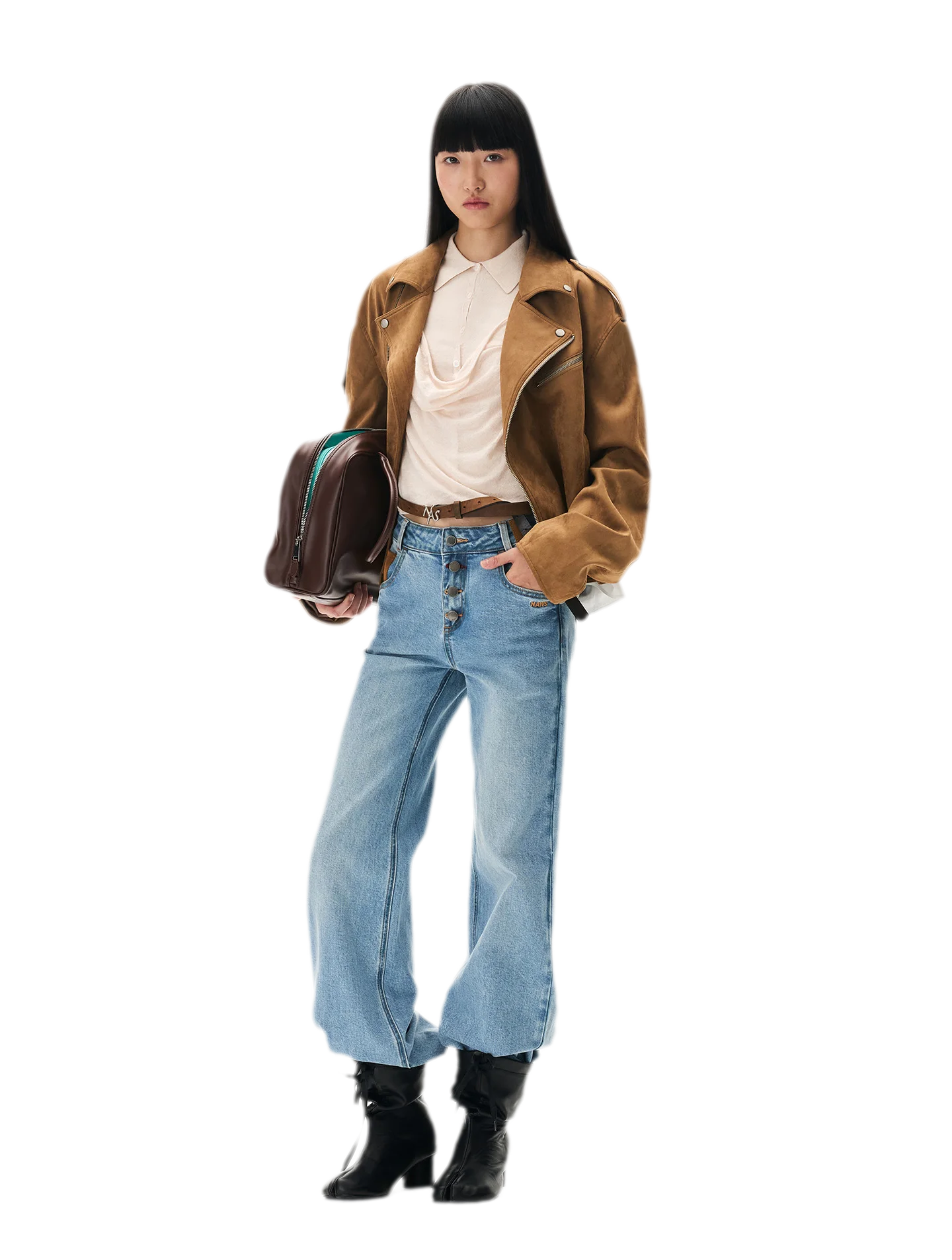 Cashmere Cowl-Neck Flared-Sleeve Knit Top