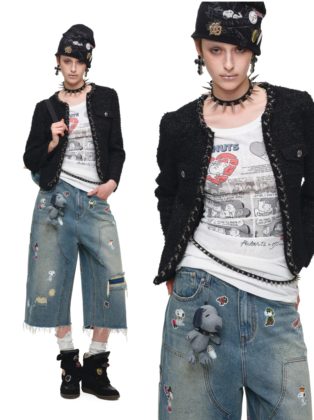 Washed Distressed Cropped Jeans