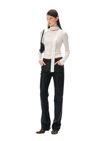 Diamond-Quilted Straight-Leg Pants