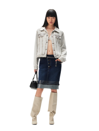 Washed Cropped Denim Jacket