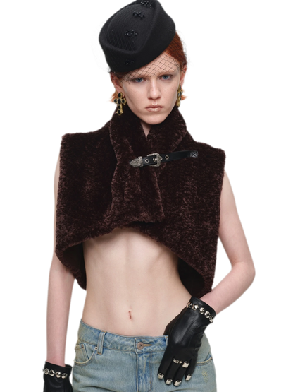 Belted Leopard Faux Fur Vest