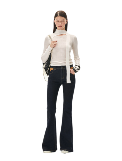 Wool Twill Slim Flare Jeans
