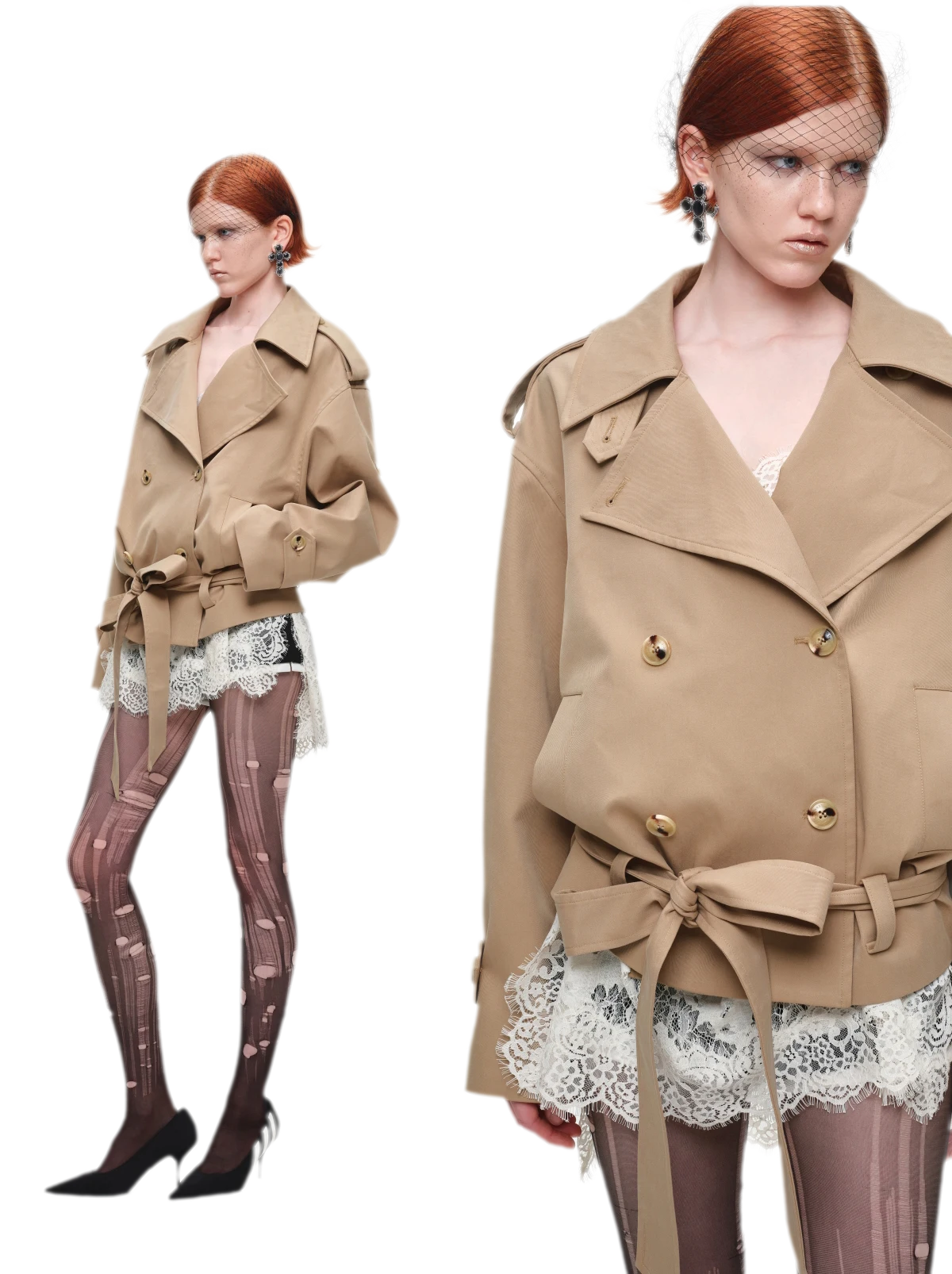Double-Breasted Belted Trench Coat