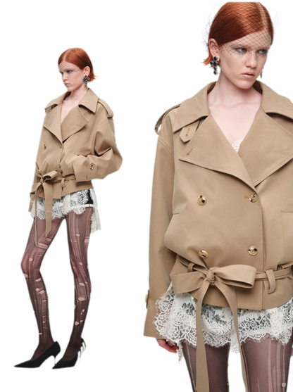 Double-Breasted Belted Trench Coat