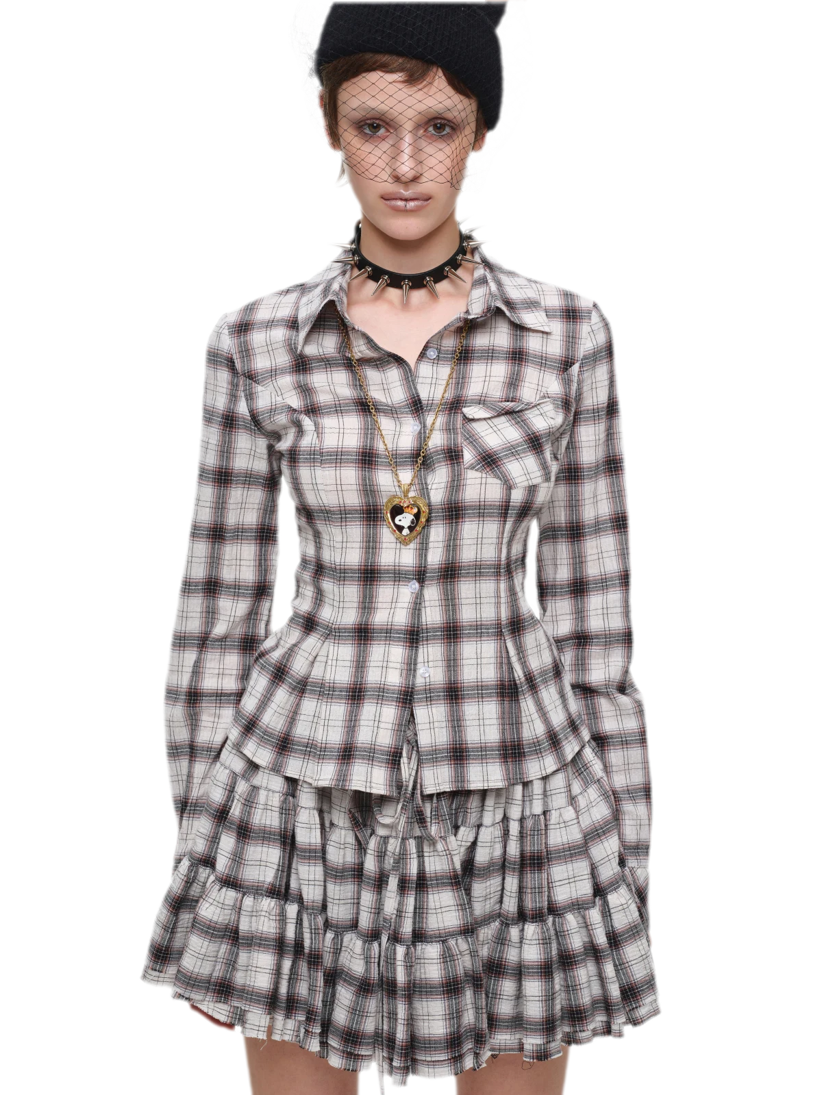 Plaid Tiered Skirt Set