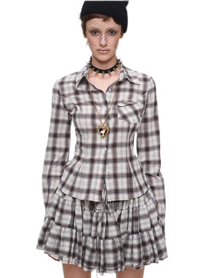 Plaid Tiered Skirt Set
