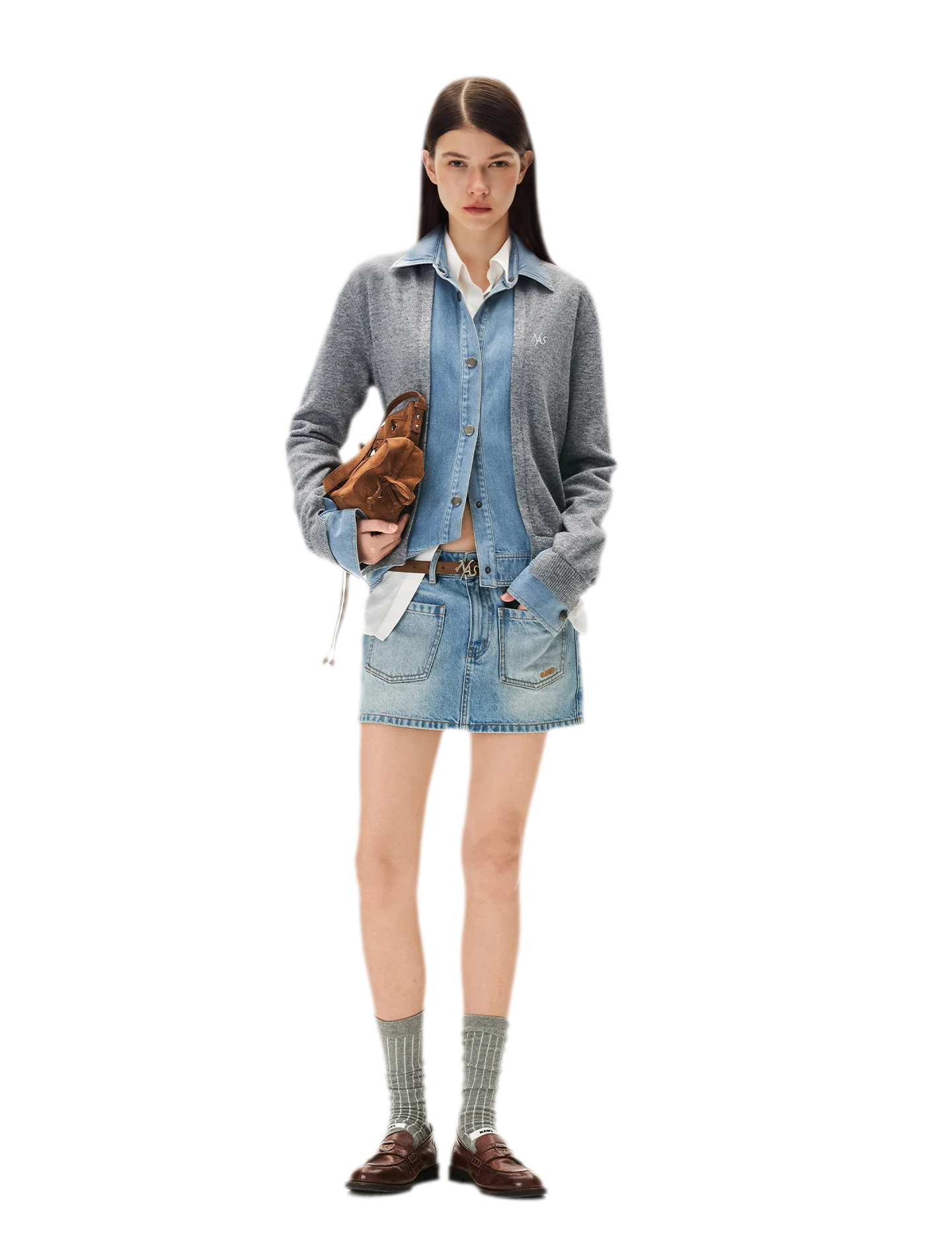Wool Contrast Lapel Knit Cardigan