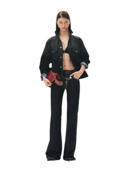 Washed Brushed Gradient Denim Jacket