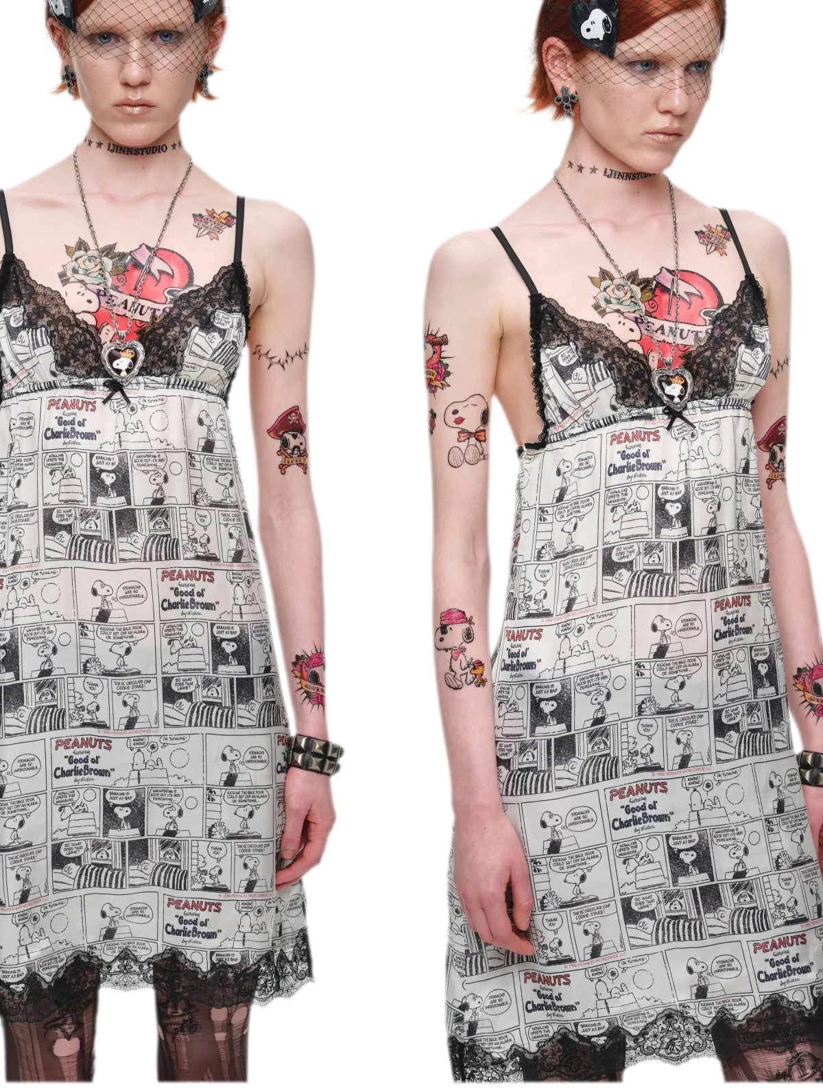 Vestido de tirantes vintage con ribete de encaje