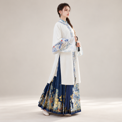 青花碎玉 Blue-and-White Jade Shards Ming-Style Stand-Collar