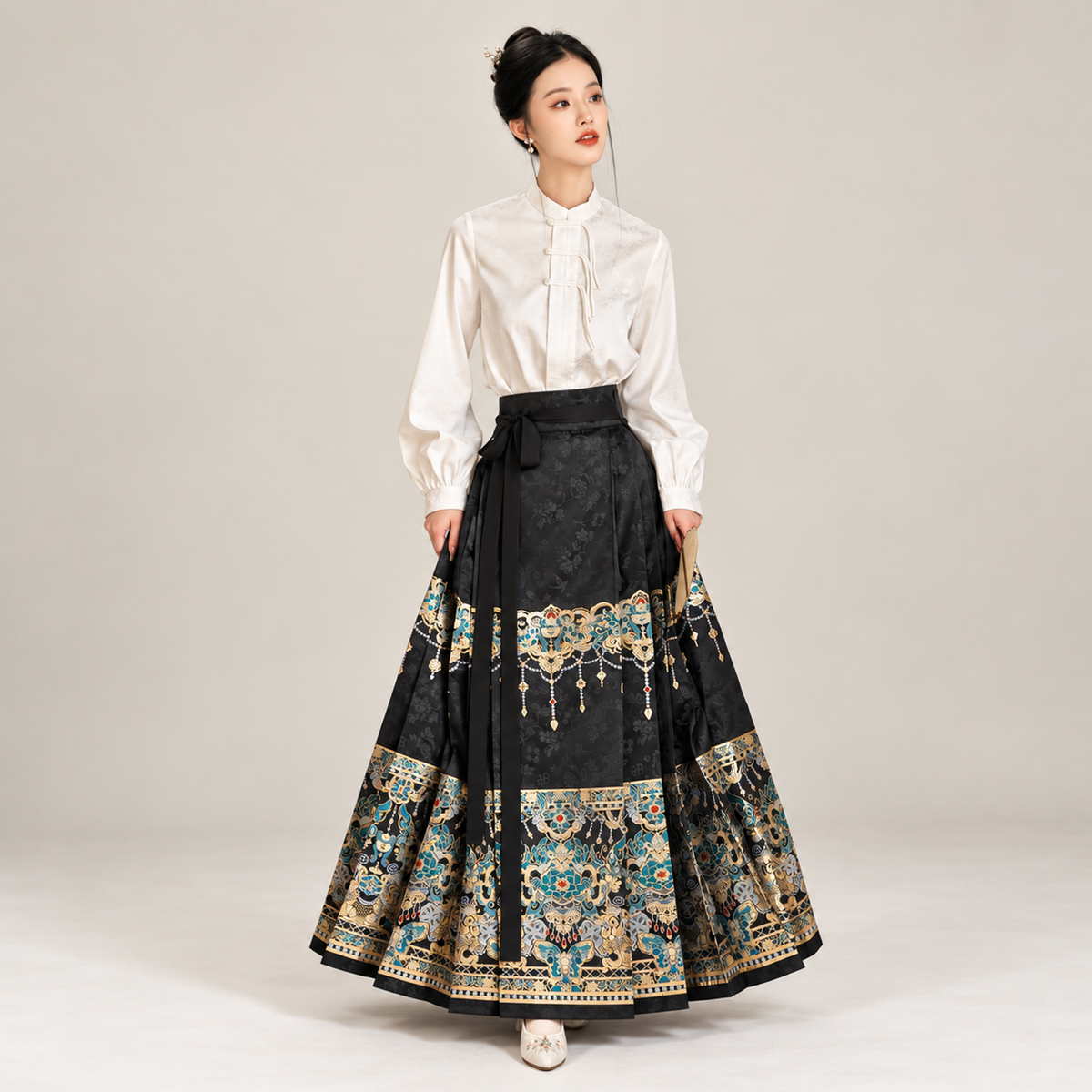 华烛点翠 Jade Candlelight Brocade Mamian Skirt