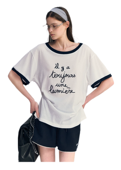 Contrast Rib Knit T-Shirt