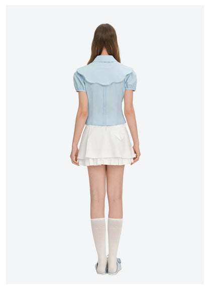 Patchwork Two-in-One Short Shirt