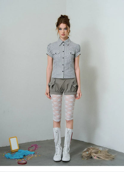 Check Puff Sleeve Shirt