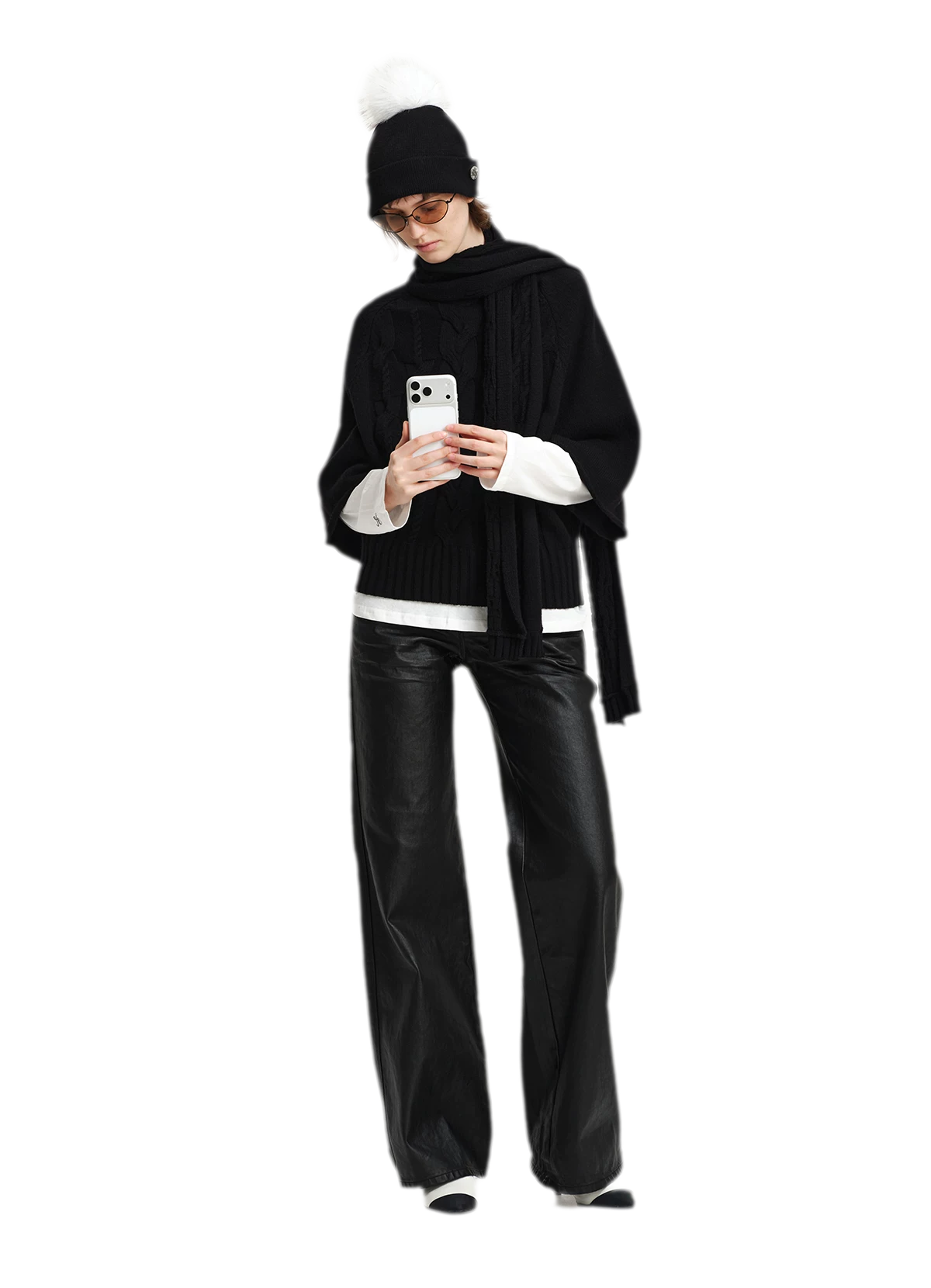 Kabelstrick-Cape-Pullover