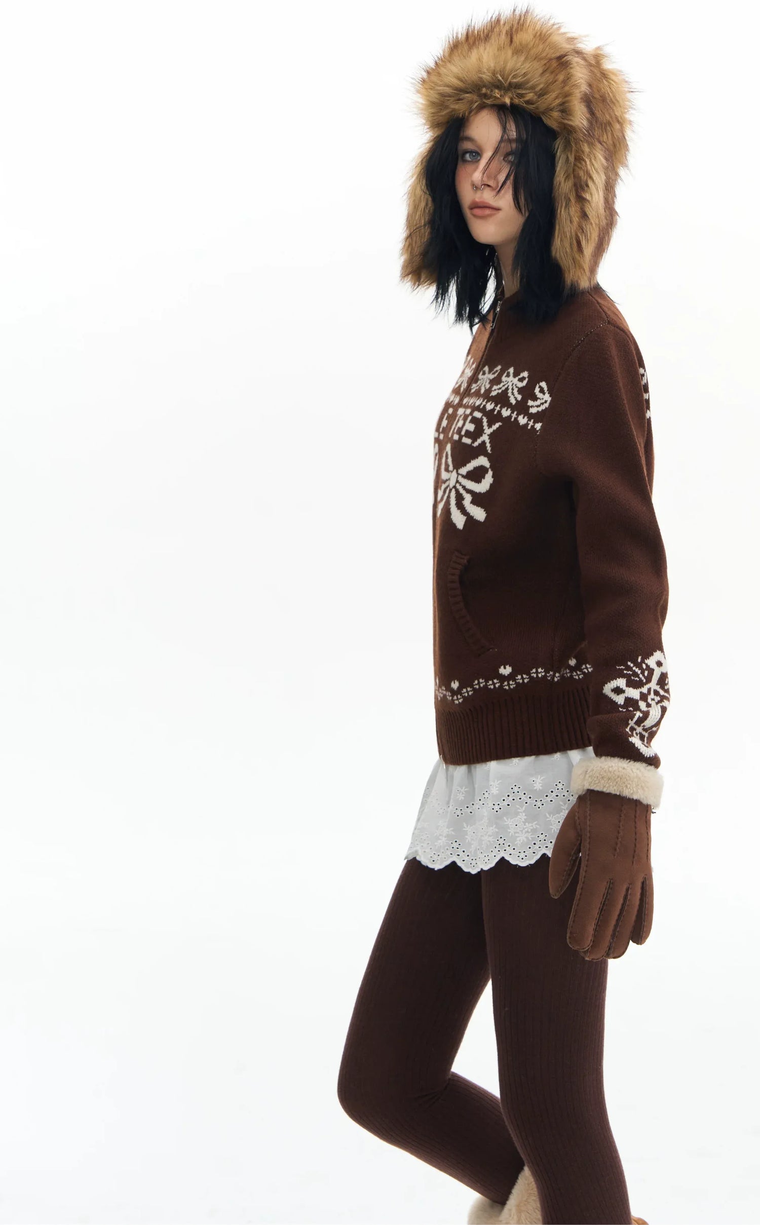 Jacquard Wool Baseball Cardigan