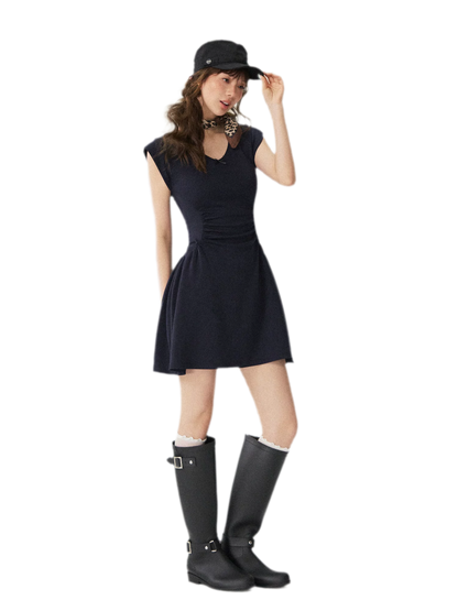 V-Neck Waist Knit Dress