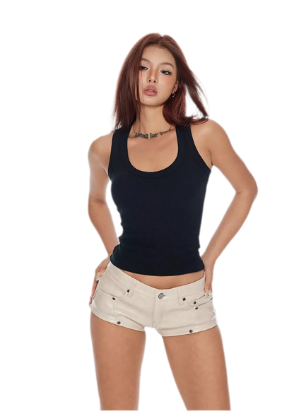 Leather Low-Rise Shorts