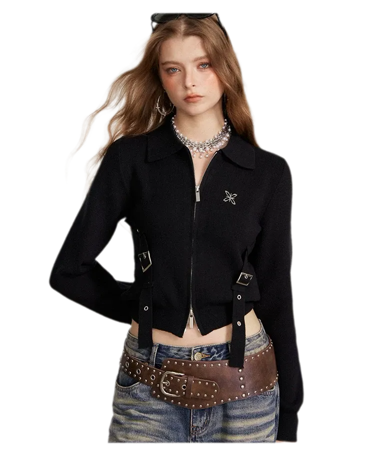 Vintage Cropped Zip Cardigan