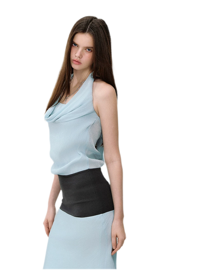 Mermaid Halter Neck Colorblock Dress