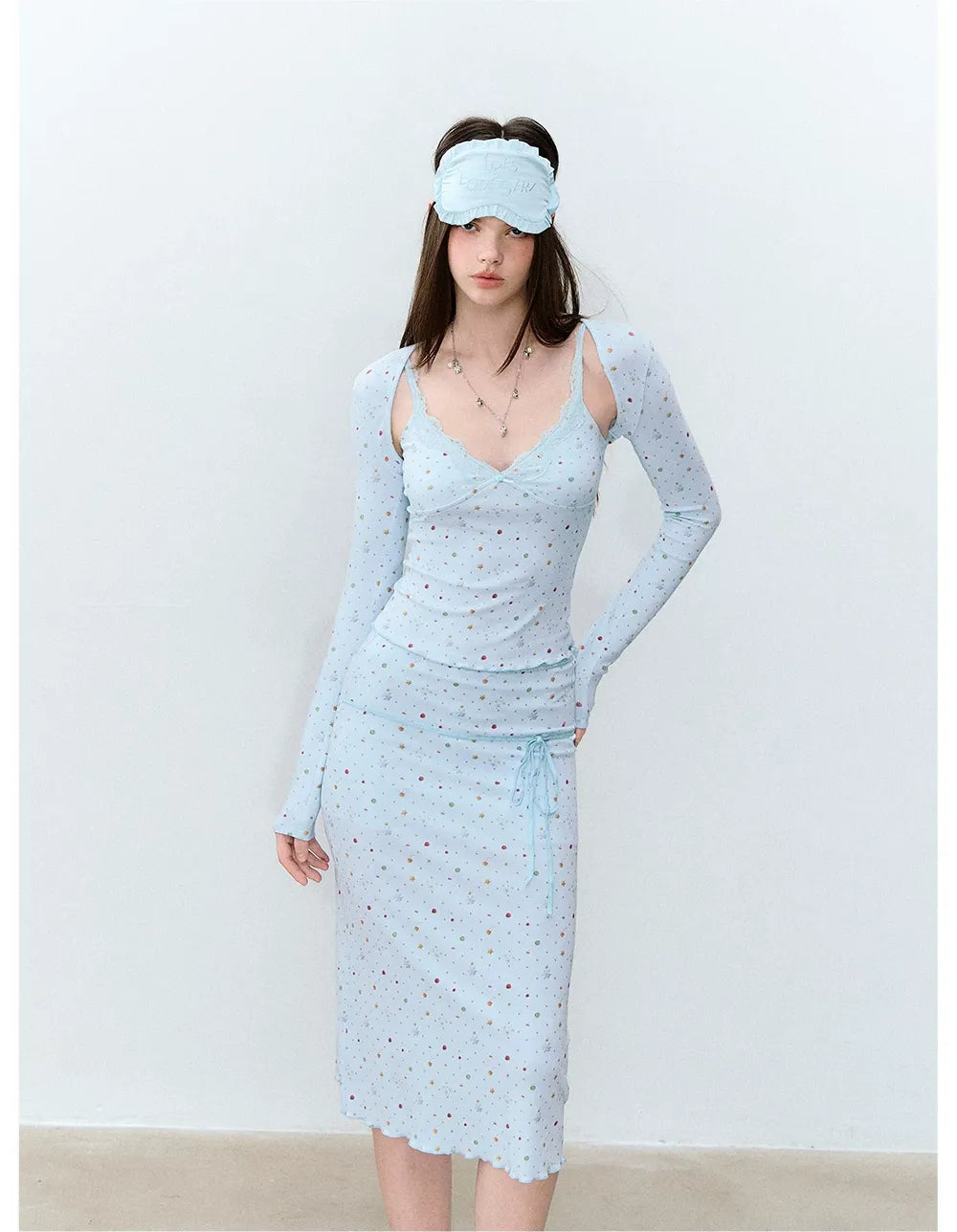French Ruffle Embroidered Sleep Eye Mask