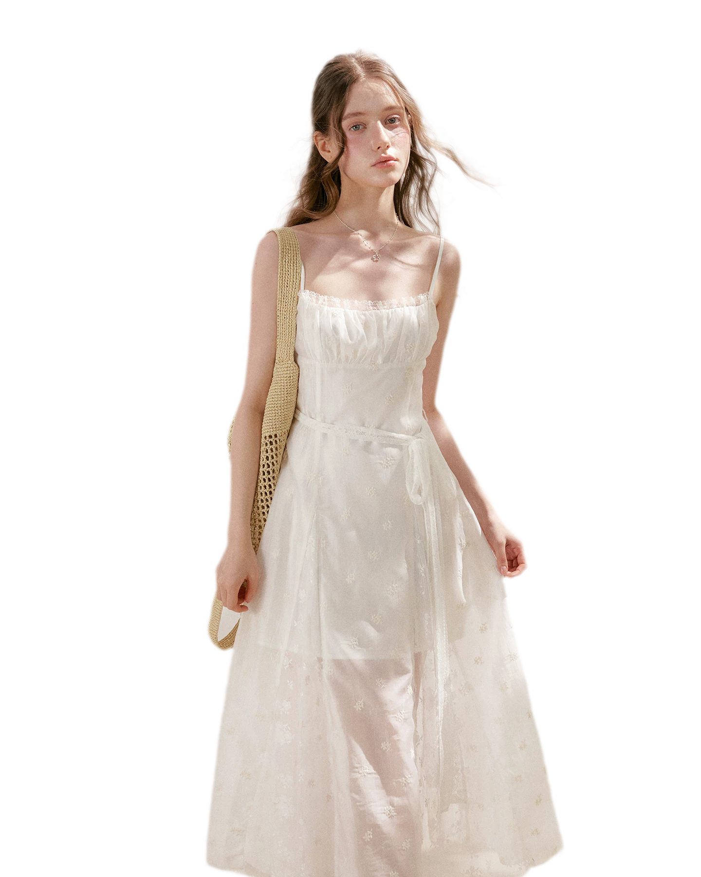 French Embroidered A-line Dress