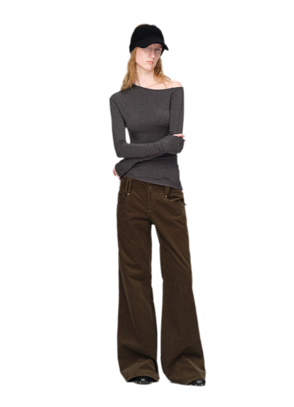Washed Corduroy Wide-Leg Trousers