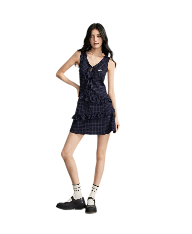 Ruffled Plaid Cami Dress