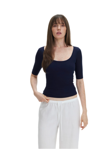 Soft U-Neck Slim-Fit T-Shirt