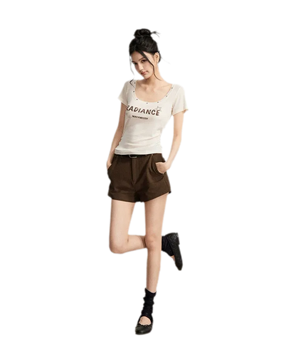 Tencel U-Neck Logo T-Shirt