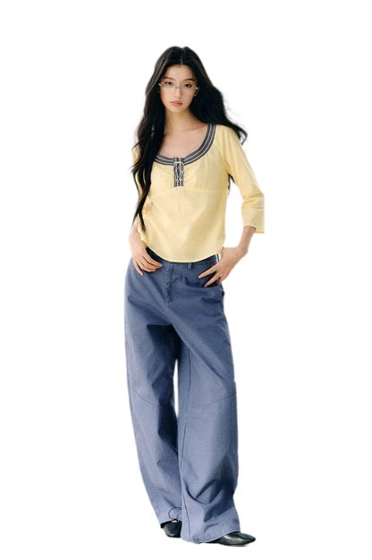 Washed Twill Cotton Pants