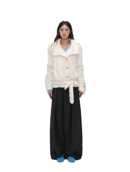 Long-Pile Faux Fur Jacket