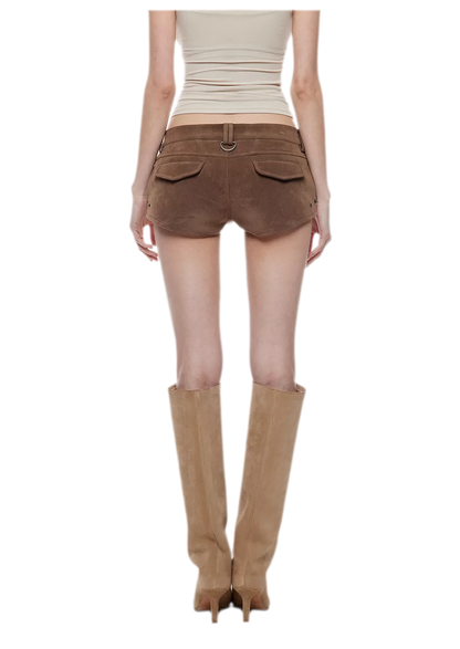Suede-Effect Low-Rise Shorts