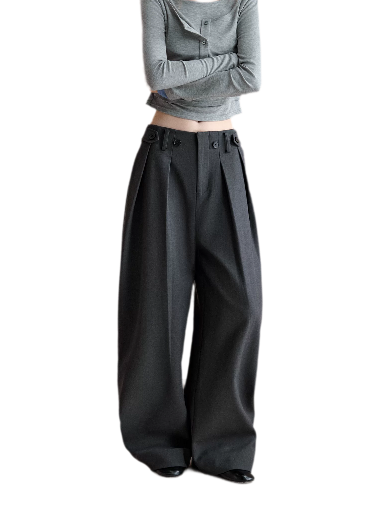 Double Pleat Curved Trousers