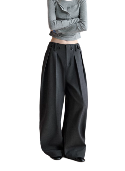 Double Pleat Curved Trousers