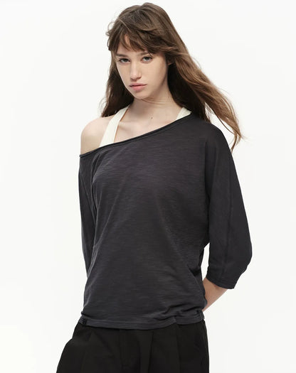 Lyocell Slub One-Shoulder Tee