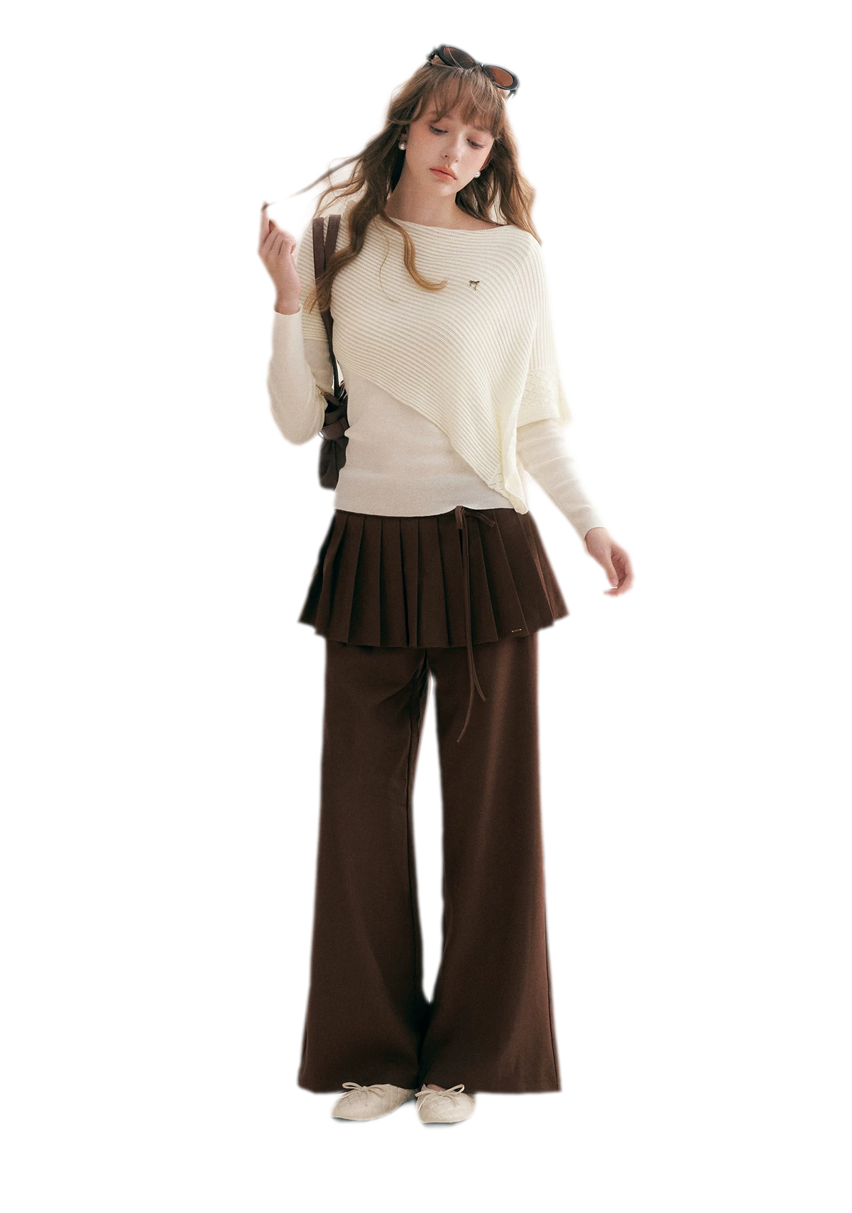 Diagonal Shawl Knit Sweater