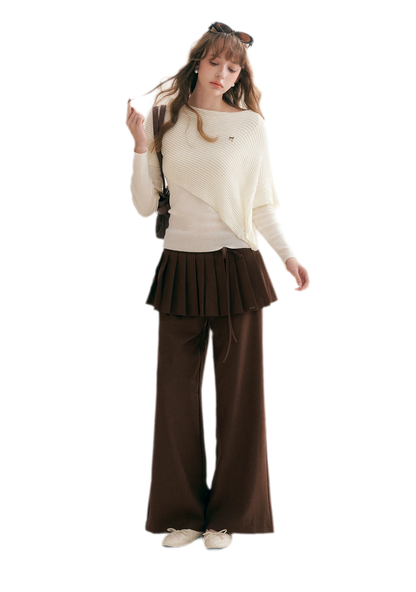 Diagonal Shawl Knit Sweater